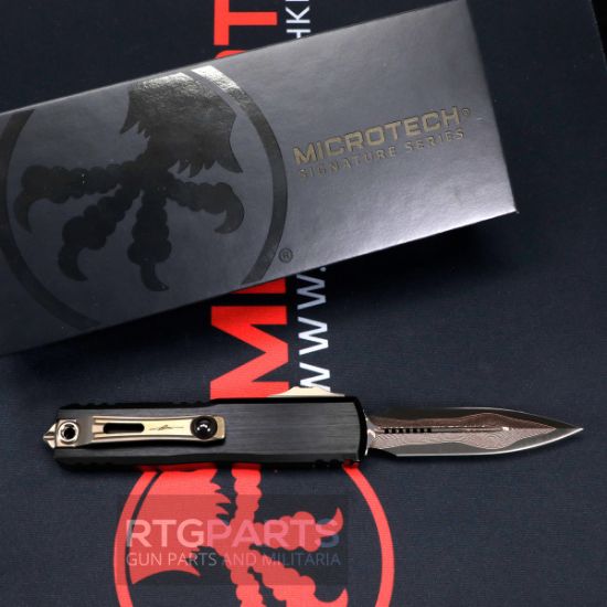 Picture of MICROTECH UTX-85 GEN III OTF, MARFIONE SELECT BAKER FORGE COPPERMAI DAMASCUS, 3.125" M390 D/E, 1232-16MS1