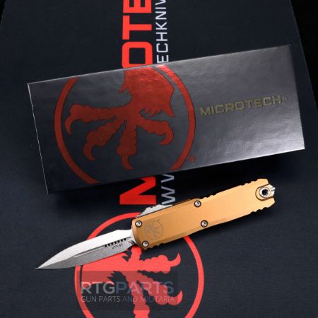 Picture of MICROTECH UTX-85 GEN III OTF AUTOMATIC KNIFE, TAN, 3.125" M390 D/E DAGGER, STONEWASH, 1232-10TA