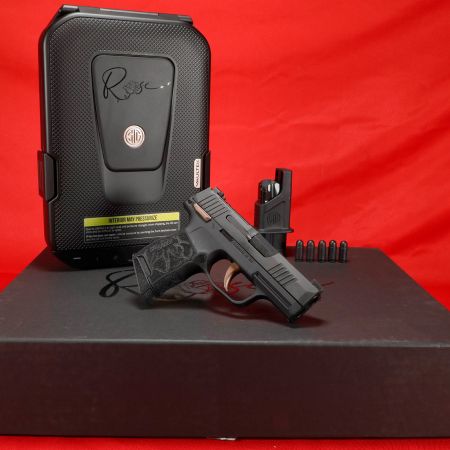 Sig Sauer, P365 Rose, Sub-Compact, 380 ACP, 3.1" Barrel, Nitron Finish, Black with Rose Gold Controls and Engraving, X-Ray Night Sights, Rose Gold Romeo Zero Elite Red Dot Optic, Manual Safety, 2x10rd Mags, Includes Rose Laser Engraved Grip Module, Rose Kit Including Vaultek Lifepod Pistol Safe, Dummy Rounds, and Quick Start Guide, 798681679966, FFL: SIG-365-380-ROSE-MS, RTG Parts