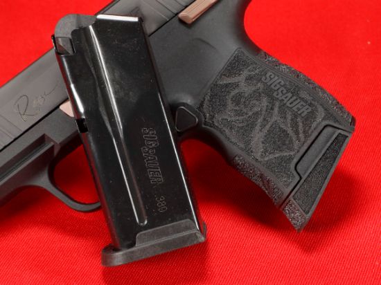 Sig Sauer, P365 Rose, Sub-Compact, 380 ACP, 3.1" Barrel, Nitron Finish, Black with Rose Gold Controls and Engraving, X-Ray Night Sights, Rose Gold Romeo Zero Elite Red Dot Optic, Manual Safety, 2x10rd Mags, Includes Rose Laser Engraved Grip Module, Rose Kit Including Vaultek Lifepod Pistol Safe, Dummy Rounds, and Quick Start Guide, 798681679966, FFL: SIG-365-380-ROSE-MS, RTG Parts
