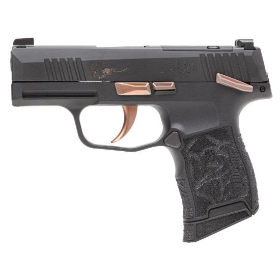 Sig Sauer, P365 Rose, Sub-Compact, 380 ACP, 3.1" Barrel, Nitron Finish, Black with Rose Gold Controls and Engraving, X-Ray Night Sights, Rose Gold Romeo Zero Elite Red Dot Optic, Manual Safety, 2x10rd Mags, Includes Rose Laser Engraved Grip Module, Rose Kit Including Vaultek Lifepod Pistol Safe, Dummy Rounds, and Quick Start Guide, 798681679966, FFL: SIG-365-380-ROSE-MS, RTG Parts