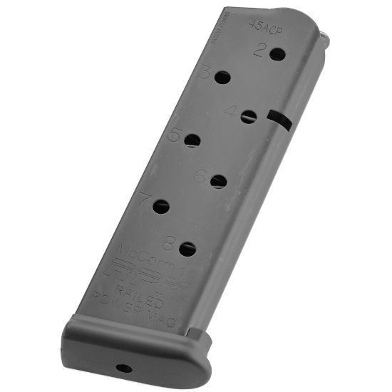CMC Products, Magazine, Railed Power Mag, 45 ACP, 8 Rounds, 8rd, Fits 1911, Stainless, Black Finish,750958734716, MIS-CMC-M-RPM-45FS8-B, RTG Parts