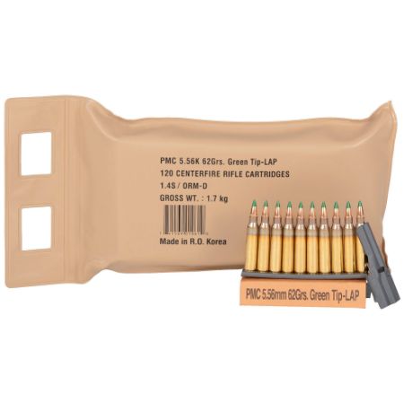PMC, XTAC, 556NATO, 62 Grain, Green Tip FMJ/LAP, 120 Round Battle Pack, On Stripper Clips, 6 Boxes, 62gr, 5.56x45, 741569010610, AMMO-PMC-5.56K-BP, RTG Parts