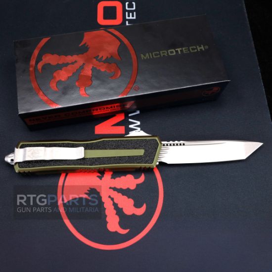 Picture of MICROTECH SCARAB II GEN III T/E OTF AUTOMATIC KNIFE, OD GREEN, 3.9 INCH TANTO, APOCALYPTIC, 1279-10APOD