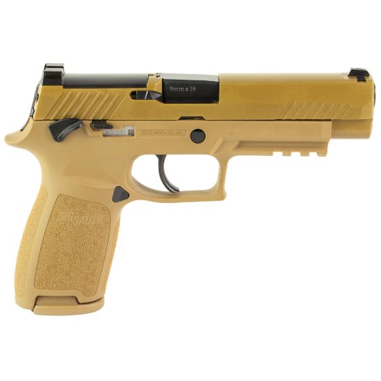 Sig Sauer, P320F M17, Striker Fired, Semi-automatic, Polymer Frame, Full Size, 9MM, 4.7" Barrel, PVD Finish, Coyote Tan, SIGLITE Night Sights, Manual Thumb Safety, Optics Ready, 3 Magazines, (1) 17-Round and (2) 21-Round, 798681715176, FFL-SIG-M17-9-CSS-MS, RTG Parts