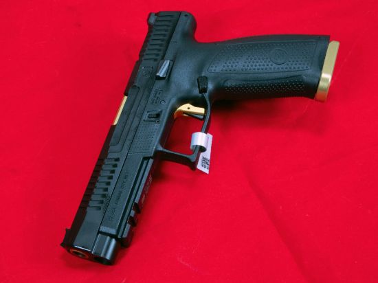 CZ, P-10F, Competition-Ready, Full Size, 9MM, 5" Barrel, Nitride Finish, Black, 2x19rd Magazines, Fiber Optic Front Sight, Serrated Combat Rear Sights, Gold HB Industries Theta Trigger, Apex Extended Magazine Release, Apex Extended Slide Stop, Optics Ready Slide, 806703951805, FFL-CZ-91580, RTG Parts