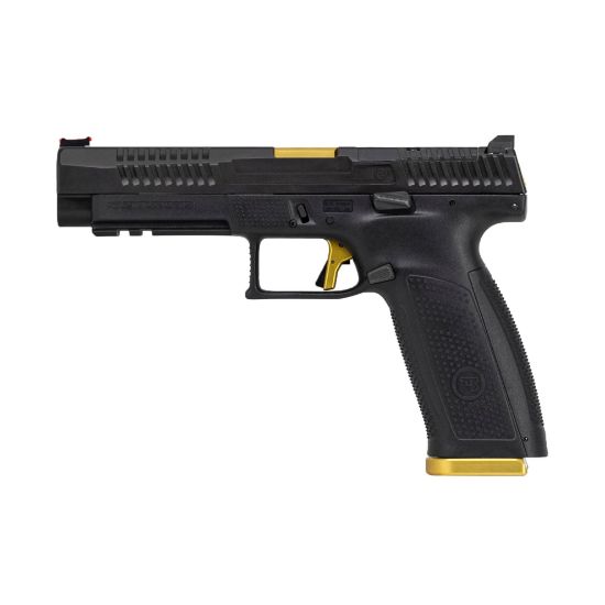 CZ, P-10F, Competition-Ready, Full Size, 9MM, 5" Barrel, Nitride Finish, Black, 2x19rd Magazines, Fiber Optic Front Sight, Serrated Combat Rear Sights, Gold HB Industries Theta Trigger, Apex Extended Magazine Release, Apex Extended Slide Stop, Optics Ready Slide, 806703951805, FFL-CZ-91580, RTG Parts