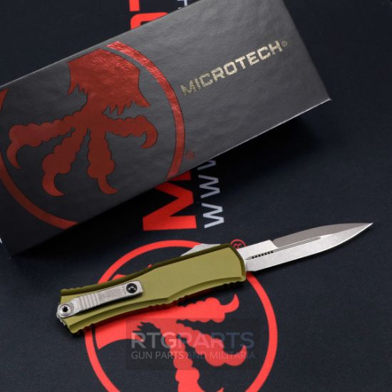 Picture of MICROTECH HERA II MINI D/E BAYONET OTF, AUTOMATIC KNIFE, OD GREEN, 3 INCH, APOCALYPTIC, 1701M-10APOD