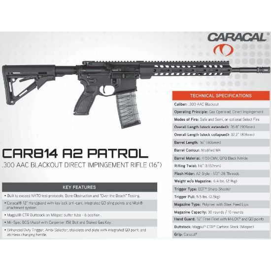 Caracal USA, Versus Competition Rifle, Direct Impingement, 5.56mm, 16", Black, 819558020510, FFL-CAR-U80021200, RTG Parts
