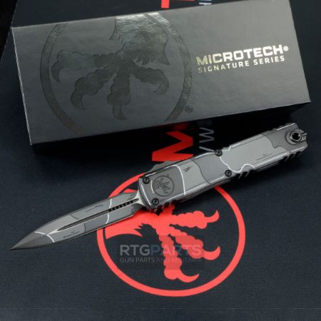 Picture of MICROTECH ULTRATECH GEN III ZBP OTF AUTOMATIC KNIFE, URBAN CAMO COMIC STRIP, 3.5" M390 D/E DAGGER, 1122-1UCCOMICS