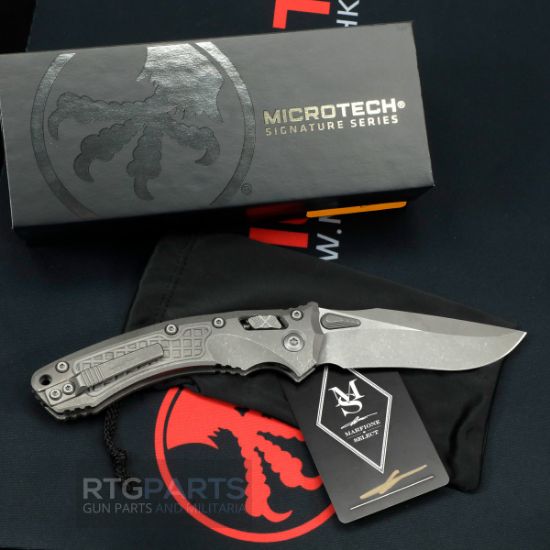 Picture of MICROTECH MARFIONE SELECT AMPHIBIAN, S/E, RAM-LOK, FRAG PATTERN, TITANIUM APOCALYPTIC FINISH, 3.9 INCH, 137RL-10APFRMS1