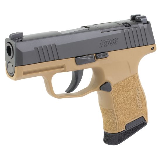Sig Sauer, P365, Striker Fired, Semi-automatic, Polymer Frame Pistol, Sub-Compact, 9MM, 3.1" Barrel, Nitron Finish, Black Slide, Coyote Frame, XRAY3 Day/Night Sights, 2 Magazines, 10 Rounds, 798681733668, FFL-SIG-365-9-CTXR3P, RTG Parts