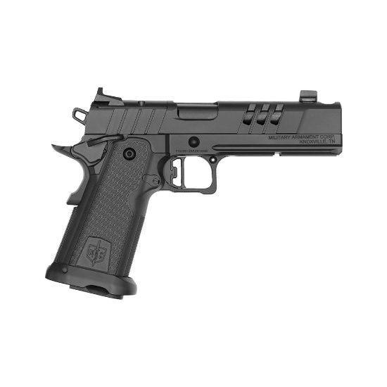 Military Arms Corporation, MAC 9 Double Stack, Full Size, 9MM, 5" Compensated Barrel, QPD Finish, Black, 11 Degree Target Crown, AGENCY AOS Optics Cut, Blade Front and Adjustable Rear Sights, Two 17rd Magazines, 810162050344, FFL-MAC-12500016, RTG Parts