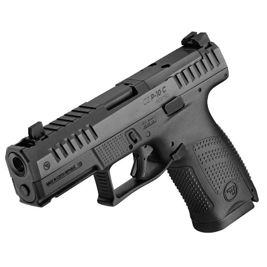 CZ, P-10 C OR Ported, Double Action/Single Action, Compact, 9MM, 4" Ported Barrel, Integrated Compensator, Compensated, Black, Optics Ready Slide, Contrast Luminescent 3 Dot Sights, Trigger Safety, 15rd Magazines, 806703915784, FFL-CZ-91578, RTG Parts
