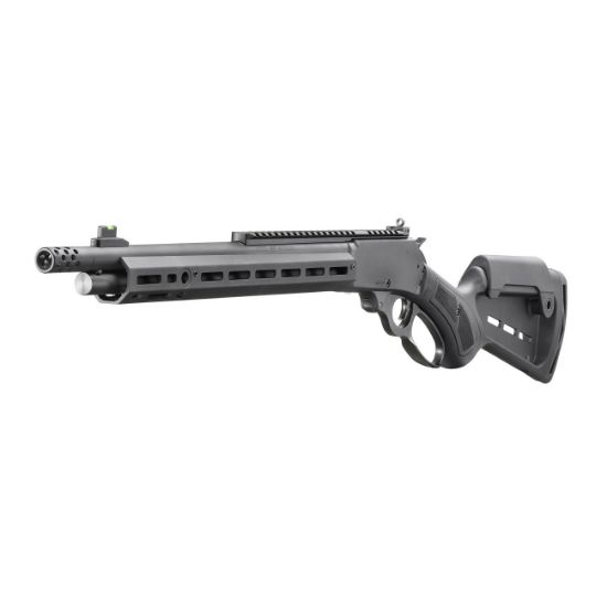 Marlin Firearms, 1895, Dark Series, Lever Action Rifle, 45-70 Government, 16.17" Barrel, Threaded 11/16-24, Polished Radial Muzzle Brake, Black Satin Finish, Black, Picatinny Rail, M-LOK Handguard, Fiber Optic Front Sight with Tritium Ring, Adjustable Ghost Ring Rear Sight, Mid-Size Lever, 5 Rounds, 736676709014, FFL-MARLIN-70901, RTG Parts