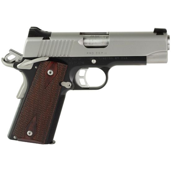 Kimber America, Pro CDP II, Semi-automatic, 1911, Compact, 45 ACP, 4" Barrel, Matte Finish, Black Frame, Silver Slide, Rosewood Grips, Ambidextrous, Manual Safety, Tritium Night Sights, 7 Rounds, 669278320557, FFL-KIMBER-3200055CA, RTG Parts