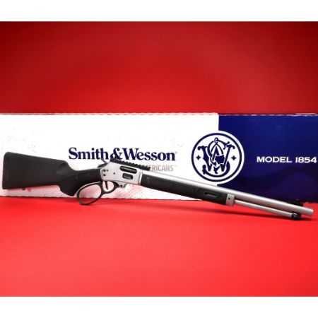 Smith & Wesson, 1854, Lever Action Rifle, 44 Magnum, 19.25" Threaded Barrel, 11/16-24 Thread Pitch, Satin Finish, Stainless Steel, Black Synthetic Stock, M-LOK Handguard, XS Ghost Ring Rear Sight, Gold Bead Front Sight, Cross Bolt Safety, 9 Rounds, 022188896862, FFL-SW-13812, RTG Parts
