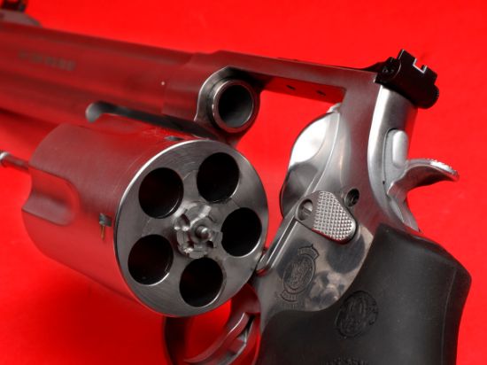 Smith & Wesson, Model 500, Double Action, Metal Frame Revolver, X-Frame, 500 S&W, 8.38" Barrel, Stainless Steel, Satin Finish, Silver, Rubber Grips, HiViz Front Sight, 5 Rounds, 022188635010, FFL-SW-163501, RTG Parts
