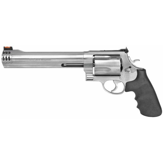 Smith & Wesson, Model 500, Double Action, Metal Frame Revolver, X-Frame, 500 S&W, 8.38" Barrel, Stainless Steel, Satin Finish, Silver, Rubber Grips, HiViz Front Sight, 5 Rounds, 022188635010, FFL-SW-163501, RTG Parts