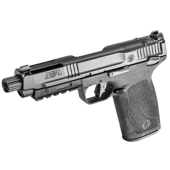 Smith & Wesson, M&P, Semi-automatic, Internal Hammer Fired, Full Size, 5.7X28MM, 5" Threaded Barrel, Optics Ready, Manual Thumb Safety, Optic Height Sights, Black, 22 Rounds, 2 Magazines, 022188891218, FFL-SW-13347, RTG Parts