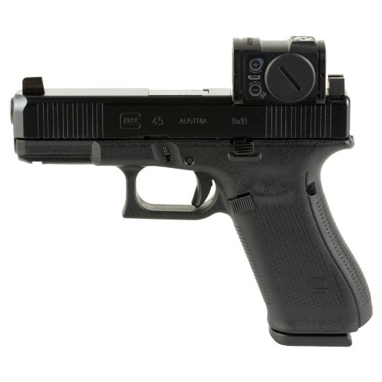 GLOCK, 45 M.O.S., Semi-automatic, Striker Fired, Polymer Framed Pistol, Compact, 9MM, 4.02" Barrel, DLC Finish, Black, Interchangeable Backstraps, Ameriglo Suppressor Sights, Two 17rd Magazines, Includes Aimpoint ACRO P-2, 764503059087, FFL-GLOCK-PA455S303MOS7A1, RTG Parts