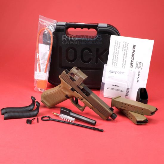 Picture of GLOCK 17CK GEN5 FDE 9MM W/ AIMPOINT ACRO, SR SIGHTS, 2-BARRELS, 3X17RD MAGS