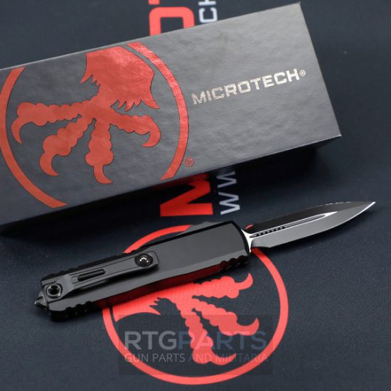 Picture of MICROTECH UTX-85 GEN IV OTF AUTOMATIC KNIFE, BLACK, 3.125" M390 D/E DAGGER FULL SERRATED, 12324-3T