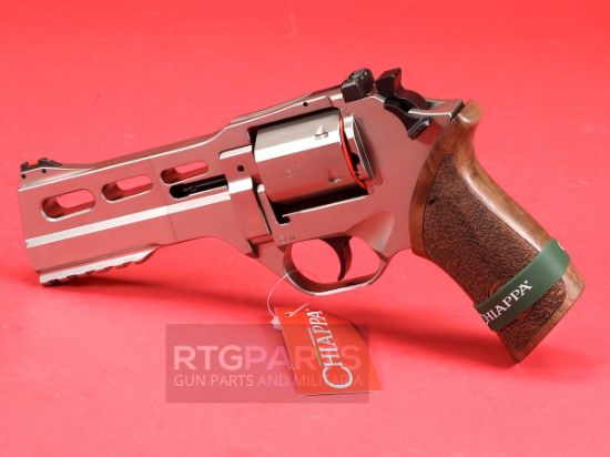 Chiappa Firearms, Rhino 50DS Revolver, Double Action/Single Action, 357 Magnum/38 Special, 5" Barrel, Alloy, Nickel Finish, Walnut Grips, Fiber Optic Front Sight, Adjustable Rear Sight, 6 Rounds, 3 Moon Clips, 8053670712188, FFL-CHIAPPA-340223, RTG Parts
