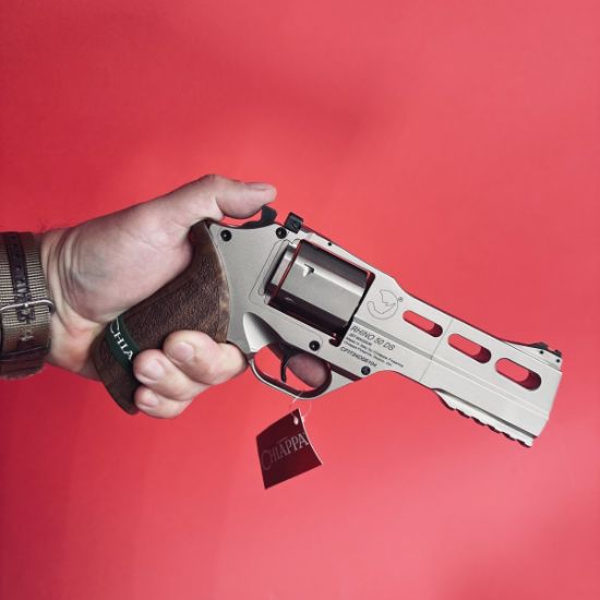 Chiappa Firearms, Rhino 50DS Revolver, Double Action/Single Action, 357 Magnum/38 Special, 5" Barrel, Alloy, Nickel Finish, Walnut Grips, Fiber Optic Front Sight, Adjustable Rear Sight, 6 Rounds, 3 Moon Clips, 8053670712188, FFL-CHIAPPA-340223, RTG Parts