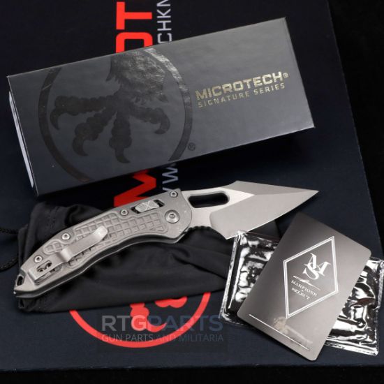 Picture of MICROTECH MARFIONE SELECT STITCH, S/E, RAM-LOK, FRAG PATTERN, TITANIUM APOCALYPTIC FINISH SS, 3.7 INCH, 169RL-10APFRMS1