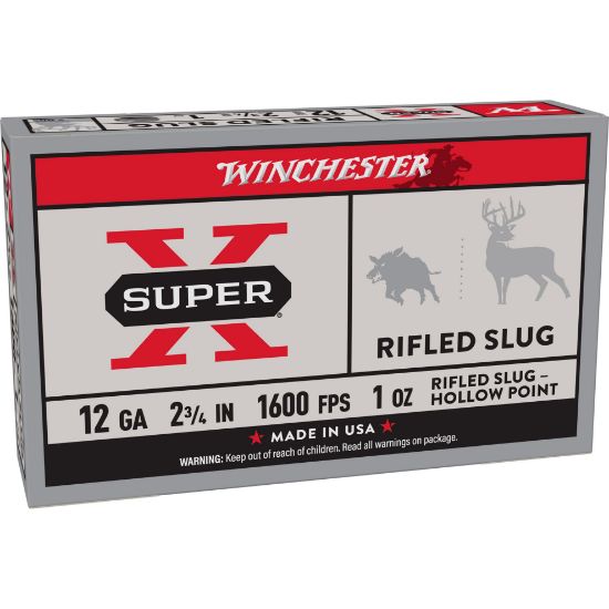 Winchester Ammunition, Super-X, 12 Gauge, 2.75", 1oz., Rifled Slug, Hollow Point, 5 Round Box, 5rd, 020892000414, AMMO-X12RS15, RTG Parts