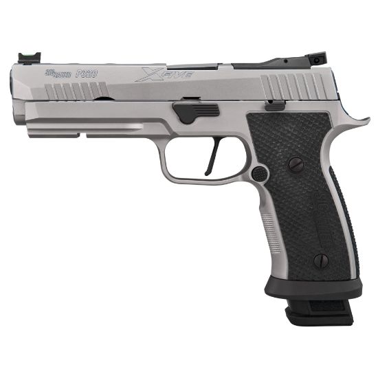 Sig Sauer, P320 XFIVE SXG, Steel Frame Pistol, Full Size, 9MM, 5" Barrel, Cerakote Finish, Silver, SXG G10 Grips, Fiber Optic Front and Adjustable Rear Sights, Optics Ready, Three 21rd Magazines, Heavy Metal, 798681695379, FFL-SIG-320SXG5-9-STAS, RTG Parts