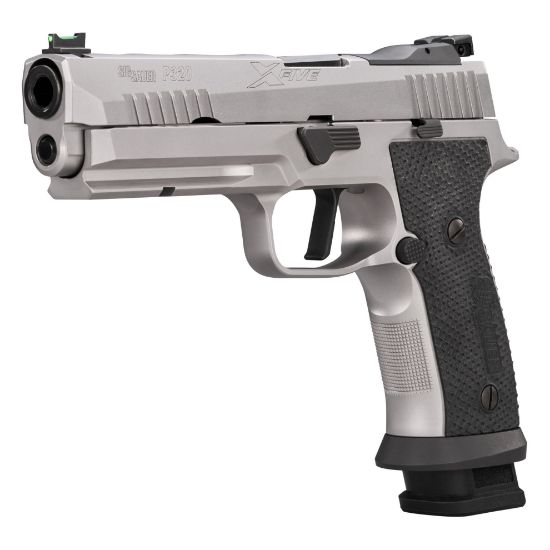 Sig Sauer, P320 XFIVE SXG, Steel Frame Pistol, Full Size, 9MM, 5" Barrel, Cerakote Finish, Silver, SXG G10 Grips, Fiber Optic Front and Adjustable Rear Sights, Optics Ready, Three 21rd Magazines, Heavy Metal, 798681695379, FFL-SIG-320SXG5-9-STAS, RTG Parts