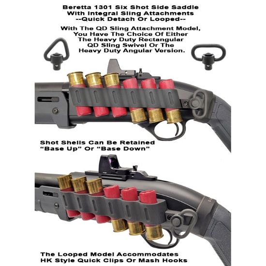 GG&G BERETTA 1301 SIDE SADDLE SHELL HOLDER WITH QD SLING MOUNT, GGG-2690, 12GA Beretta, Shell Carrier, RTG Parts