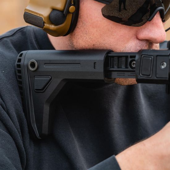 Magpul UCS Black, Universal Carbine Stock (UCS), Fits 1913 Picatinny Rail, Side Folding, Adjustable Length of Pull, Matte Finish, Magpul Industries, 840815149262, MP-MAG1441-BLK, RTG Parts