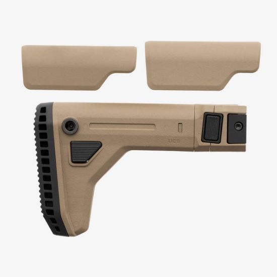 Magpul UCS FDE, Universal Carbine Stock (UCS), Fits 1913 Picatinny Rail, Side Folding, Adjustable Length of Pull, Matte Finish, Flat Dark Earth, Magpul Industries, 840815149279, MP-MAG1441-FDE, RTG Parts