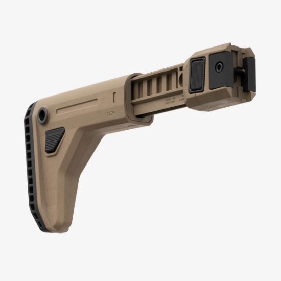 Magpul UCS FDE, Universal Carbine Stock (UCS), Fits 1913 Picatinny Rail, Side Folding, Adjustable Length of Pull, Matte Finish, Flat Dark Earth, Magpul Industries, 840815149279, MP-MAG1441-FDE, RTG Parts