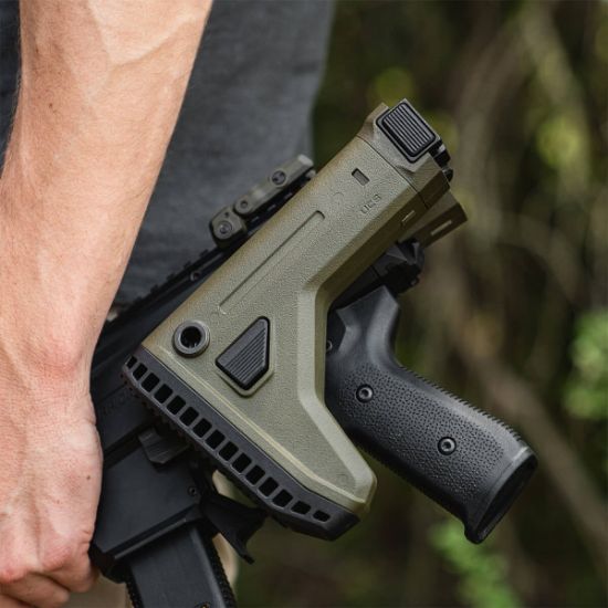 Magpul UCS ODG, Universal Carbine Stock (UCS), Fits 1913 Picatinny Rail, Side Folding, Adjustable Length of Pull, Matte Finish, Flat Dark Earth, Magpul Industries, 840815149286, MP-MAG1441-ODG, RTG Parts