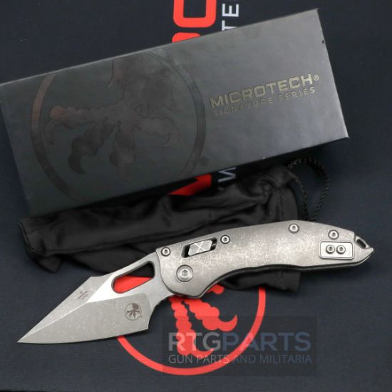 Picture of MICROTECH MARFIONE SELECT STITCH, S/E, RAM-LOK, SLAB SIDE, TITANIUM APOCALYPTIC FINISH SS, 3.7 INCH, 169RL-10APMS1