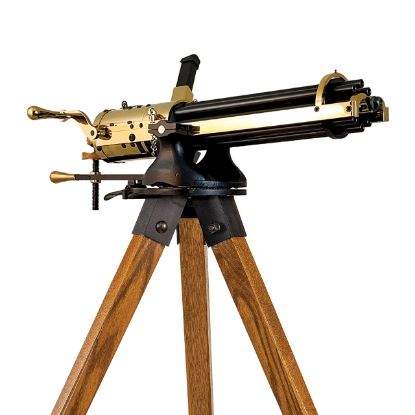 Tippmann Ordnance 16" Gold Gatling Gun, 9mm, With Oak Tripod, Hand Crank, 9MM, (8) 16" Barrels, Steel, High Polish Finish, Gold, Compatible with Glock Pattern Magazines, 33 Rounds, 1 Magazine, Includes 48" Tripod, FFL-TO-TG-916G, RTG Parts