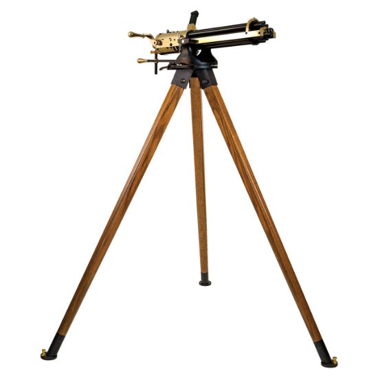 Tippmann Ordnance 16" Gold Gatling Gun, 9mm, With Oak Tripod, Hand Crank, 9MM, (8) 16" Barrels, Steel, High Polish Finish, Gold, Compatible with Glock Pattern Magazines, 33 Rounds, 1 Magazine, Includes 48" Tripod, FFL-TO-TG-916G, RTG Parts