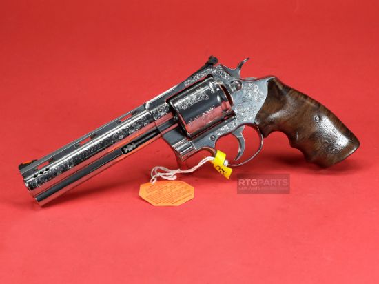 Colt Custom Shop, Colt Kodiak, Revolver, 44 Magnum, 6" Ported Barrel, Factory Engraved, Stainless Steel Finish, Deluxe Walnut Grips & Hogue Overmolded Rubber Grips, Red Ramp Front & Adjustable Rear Sights, 6 Rounds, 151550026812, FFL-COLT-CSKODIAKSP6RTS, RTG Parts