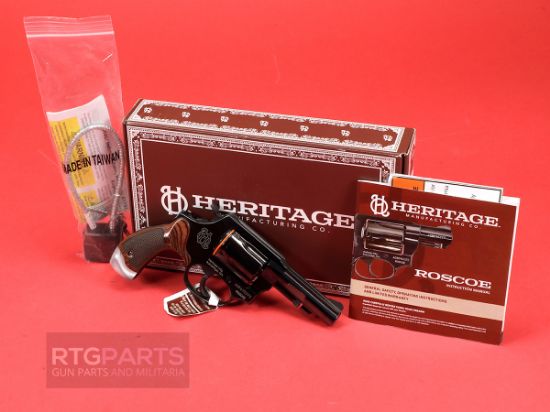 Heritage, Roscoe, TALO Edition, Double/Single Action Revolver, Compact, 38 Special, 3" Barrel, Blued Finish, Black, Rosewood and Pearl Grips, Fixed Sights, 5 Rounds, 727962710166, FFL-HERITAGE-HR38B3RWP, RTG Parts