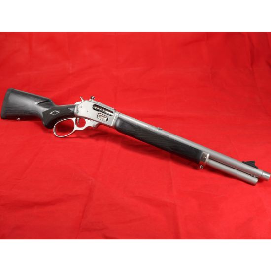 Marlin Firearms, 1895 Trapper, Large Loop, Lever Action Rifle, 45-70 Government, 16.5" Threaded Barrel, 11/16X24 Pattern, Satin Finish, Silver, Black Laminate Stock and Forend, Adjustable Skinner Sights, Crossbolt Safety, 5 Rounds, Right Hand, 736676704507, FFL-MARLIN-70450, RTG Parts