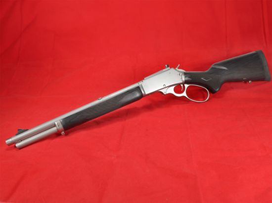 Marlin Firearms, 1895 Trapper, Large Loop, Lever Action Rifle, 45-70 Government, 16.5" Threaded Barrel, 11/16X24 Pattern, Satin Finish, Silver, Black Laminate Stock and Forend, Adjustable Skinner Sights, Crossbolt Safety, 5 Rounds, Right Hand, 736676704507, FFL-MARLIN-70450, RTG Parts