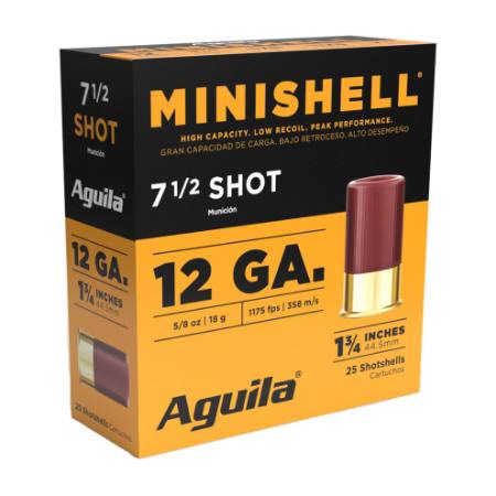 Aguila Ammunition, Minishell, 12 Gauge, 1.75", #7.5 Shot Size, 25 Round Box, Mini Shell, Short Shell, Mini Shells, 640420017020, AMMO-1CHB1387, RTG Parts