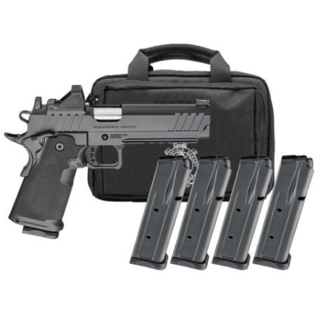 Springfield, 1911 DS Prodigy 5" AOS Handgun, Semi-Automatic Metal Frame Pistol, Forged Stainless Steel Barrel, Cerakote Finish, Black, Polymer Grips, Fiber Optic Front and Black Serrated Rear Sights, Viridian Green Dot, 4 Magazines, (3)-17 Round and (1)-20 Round, Includes Range Bag, 706397999551, FFL-SPRINGFIELD-PH9119AOS-PAC, RTG Parts