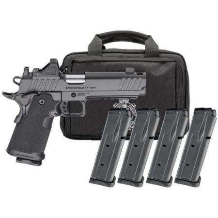 Springfield, 1911 DS Prodigy Comp, 9MM, 5" Forged Stainless Steel Bull Barrel, Forged Carbon Steel Frame, Cerakote Finish, Black, Polymer Grips, Tritium Front and Black Serrated Rear Sights, Ambidextrous Safety, Integral Compensator, Viridian Green Dot, 4 Magazines, (1)-20 Round Magazine and (3)-17 Round Magazine, Includes Range Bag, 706397999902, FFL-SPRINGFIELD-PH9119AOS-COMP-PAC, RTG Parts