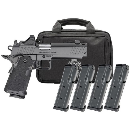 Springfield, 1911 DS Prodigy Comp, 9MM, 5" Forged Stainless Steel Bull Barrel, Forged Carbon Steel Frame, Cerakote Finish, Black, Polymer Grips, Tritium Front and Black Serrated Rear Sights, Ambidextrous Safety, Integral Compensator, Viridian Green Dot, 4 Magazines, (1)-20 Round Magazine and (3)-17 Round Magazine, Includes Range Bag, 706397999902, FFL-SPRINGFIELD-PH9119AOS-COMP-PAC, RTG Parts