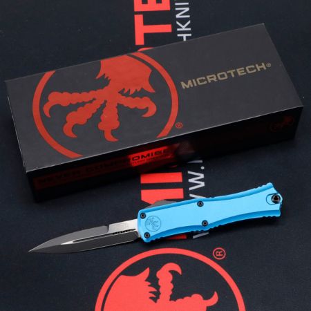 Picture of MICROTECH HERA II MINI D/E BAYONET OTF, AUTOMATIC KNIFE, BLUE, 3 INCH, STANDARD, 1701M-1BL